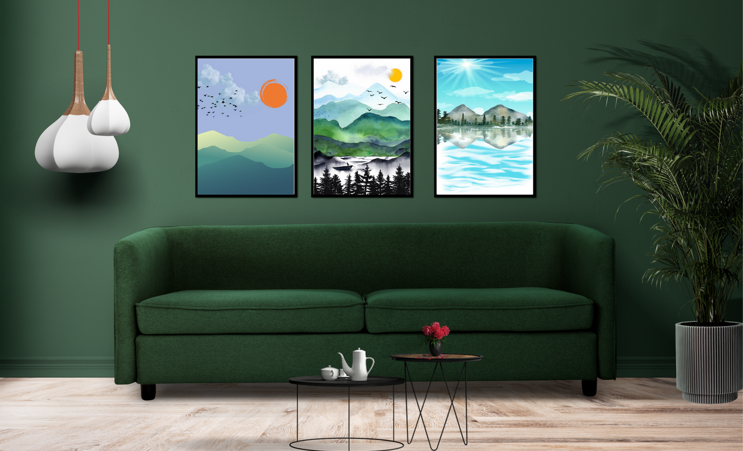 Nature Mountain Landscape Printable Wall Art – Set of 3 Digital Download Prints