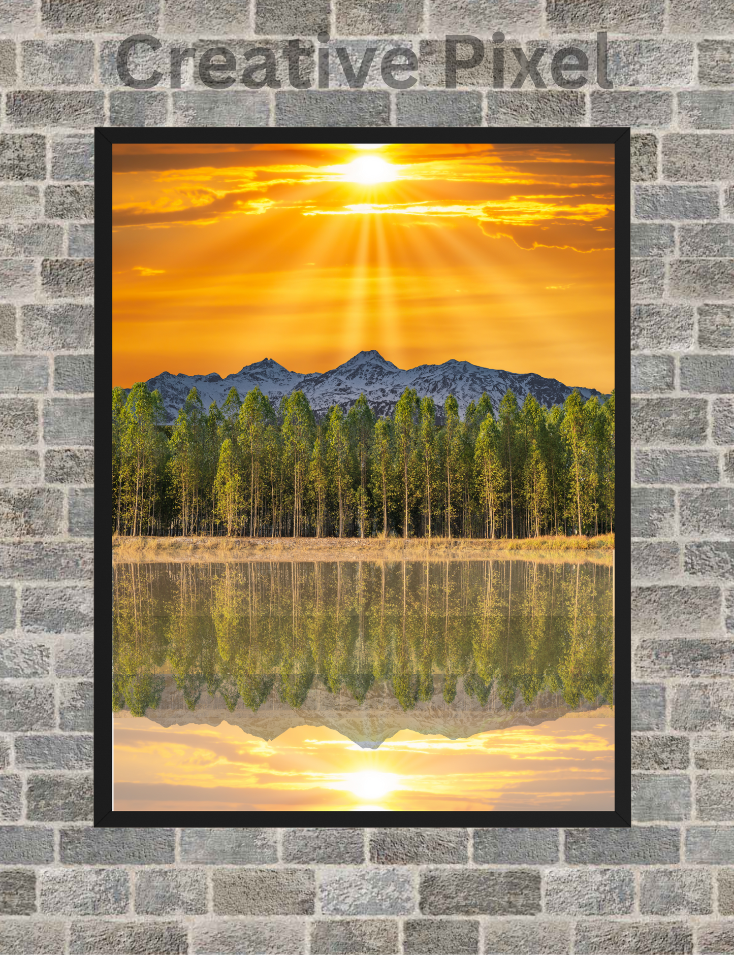 Golden Sunrise Over Mountains and Forest – Nature Landscape Wall Art Printable