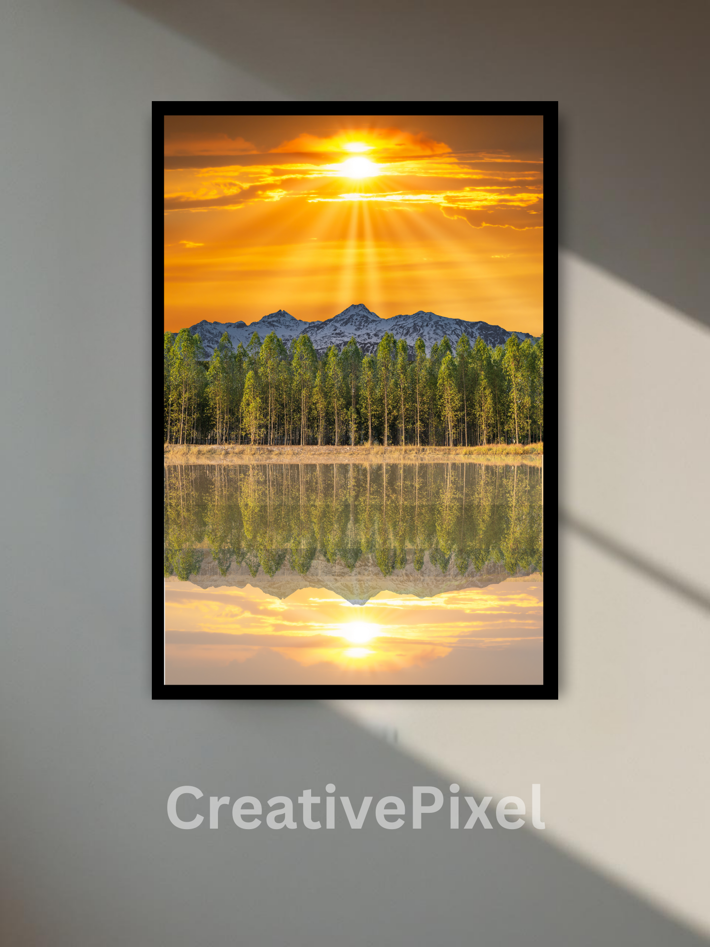 Golden Sunrise Over Mountains and Forest – Nature Landscape Wall Art Printable