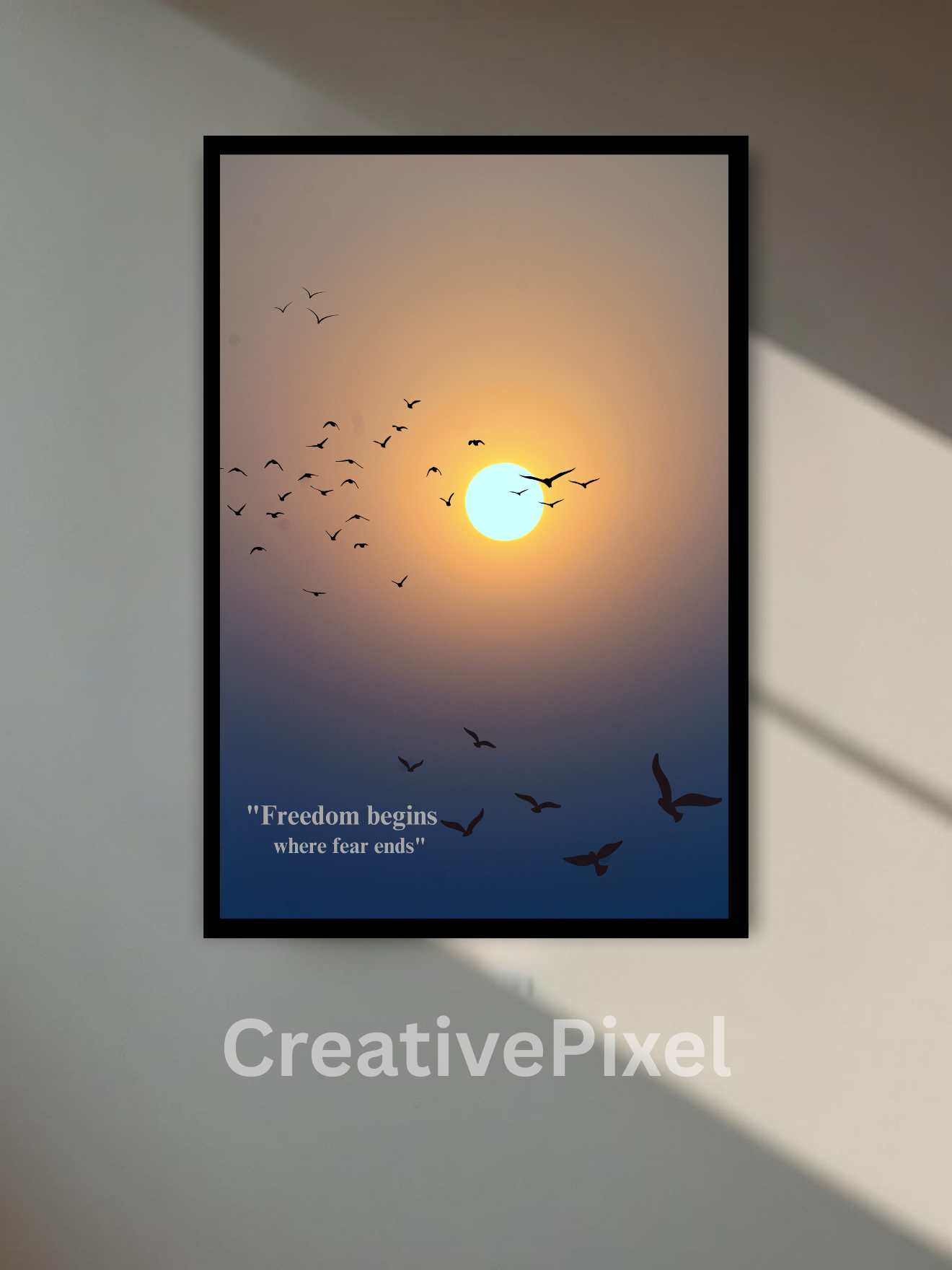 Freedom Wall Art Print – Inspirational Quote with Birds & Sunset Photography for Home and Office Decor | Digital Download