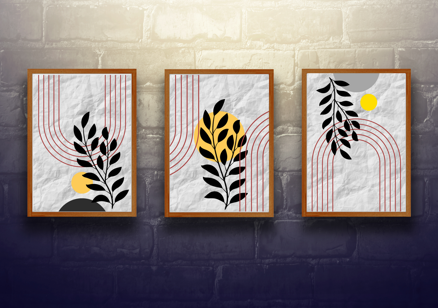 Minimalist Abstract Botanical Wall Art Set of 3 – Modern Printable Home Decor