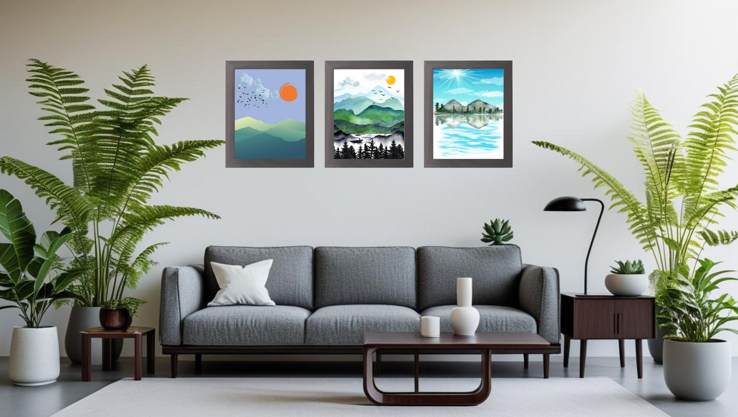 Nature Mountain Landscape Printable Wall Art – Set of 3 Digital Download Prints