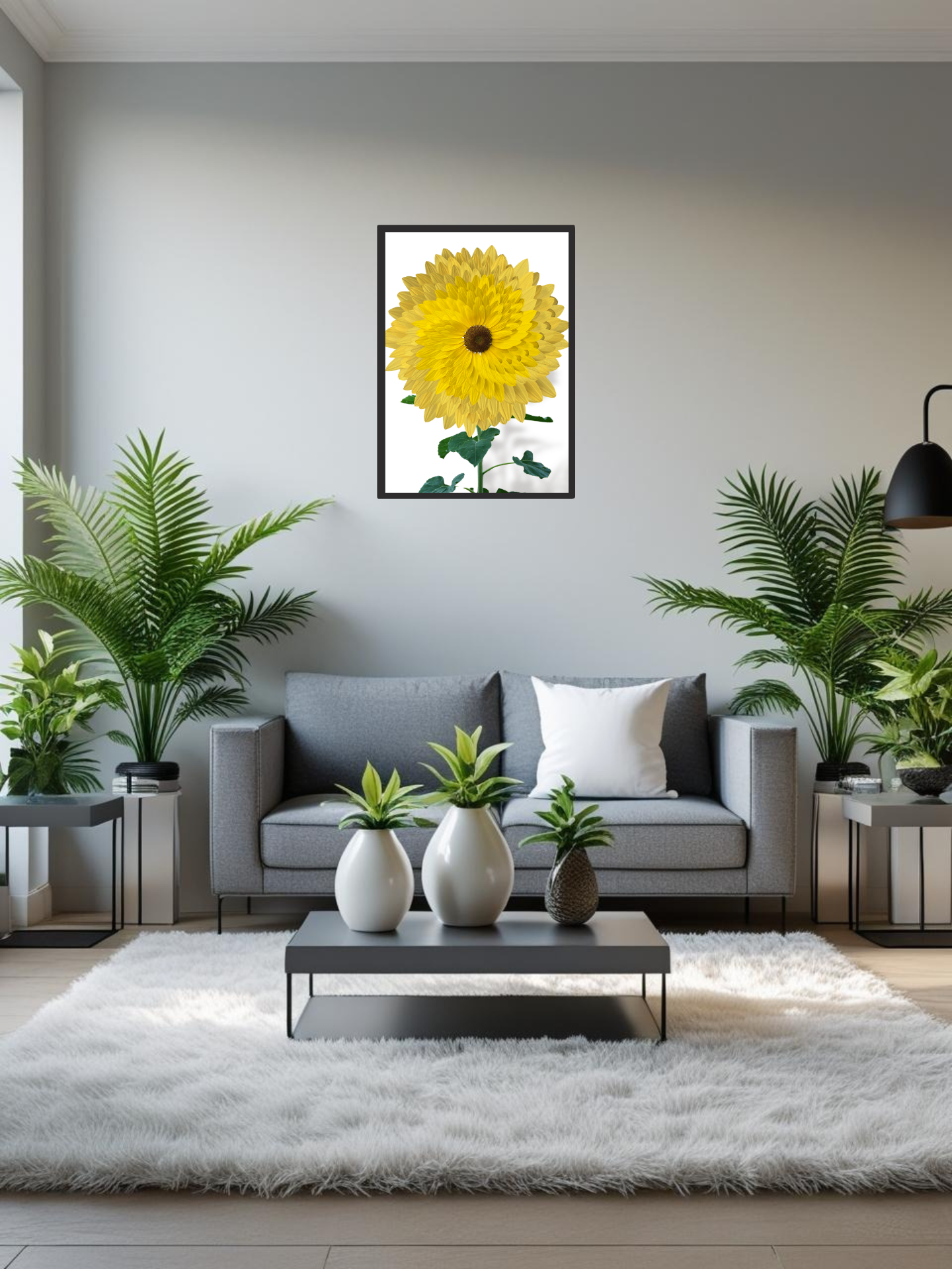 Bright Yellow Sunflower Printable Wall Art | Modern Floral Home Decor