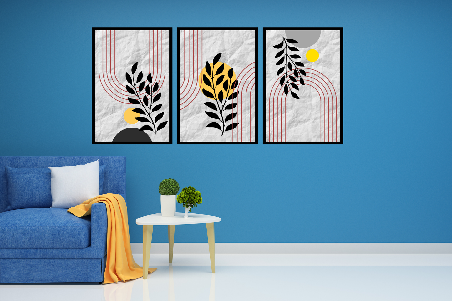 Minimalist Abstract Botanical Wall Art Set of 3 – Modern Printable Home Decor