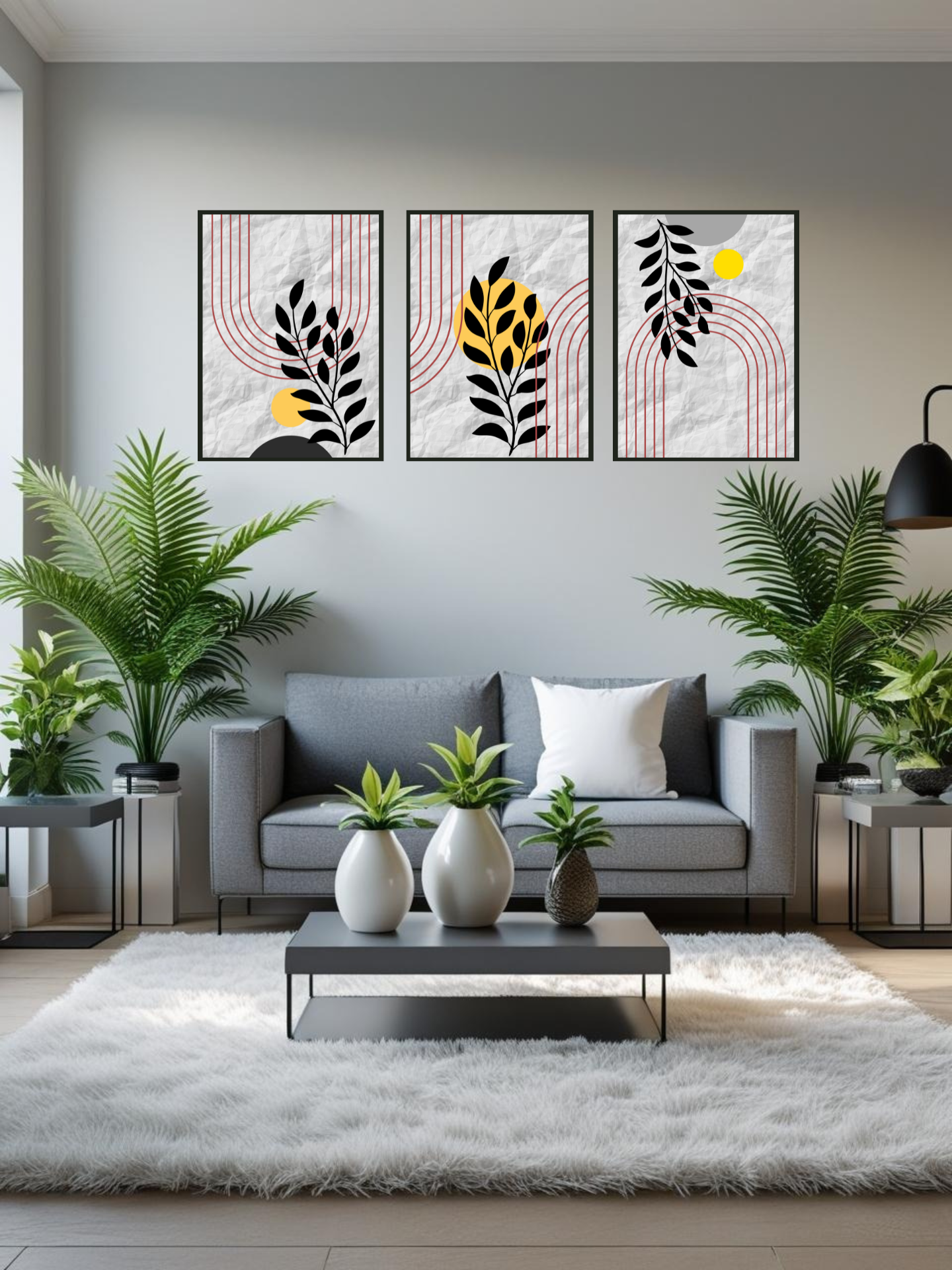 Minimalist Abstract Botanical Wall Art Set of 3 – Modern Printable Home Decor