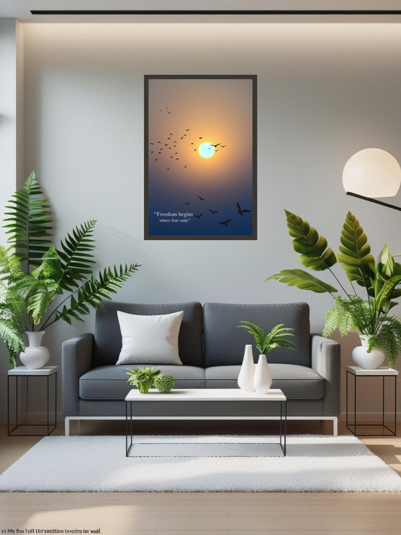 Freedom Wall Art Print – Inspirational Quote with Birds & Sunset Photography for Home and Office Decor | Digital Download