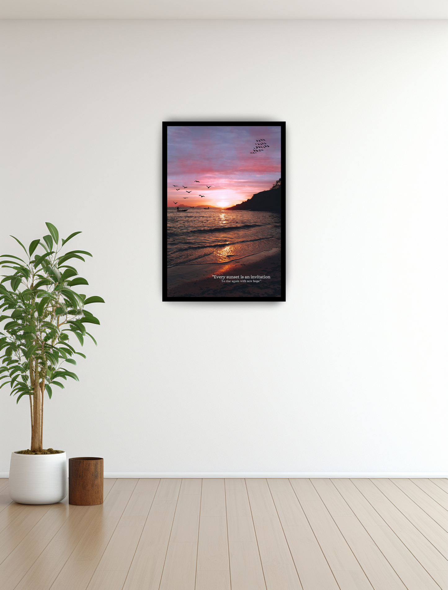 Sunset Motivational Wall Art Print – Inspirational Quote Beach Photography for Home & Office Decor | Digital Download