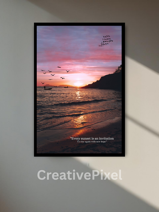 Sunset Motivational Wall Art Print – Inspirational Quote Beach Photography for Home & Office Decor | Digital Download