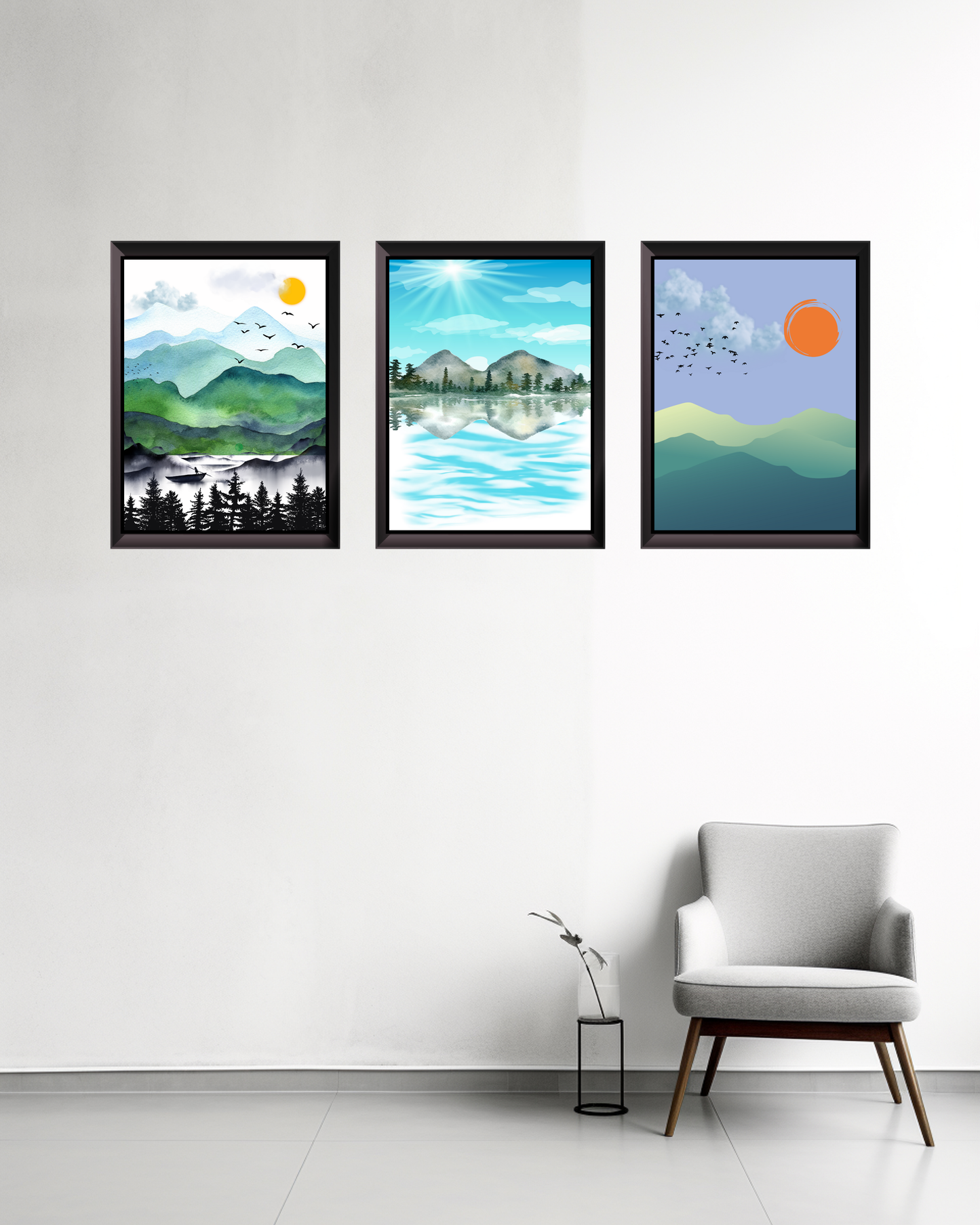Nature Mountain Landscape Printable Wall Art – Set of 3 Digital Download Prints