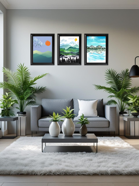Nature Mountain Landscape Printable Wall Art – Set of 3 Digital Download Prints