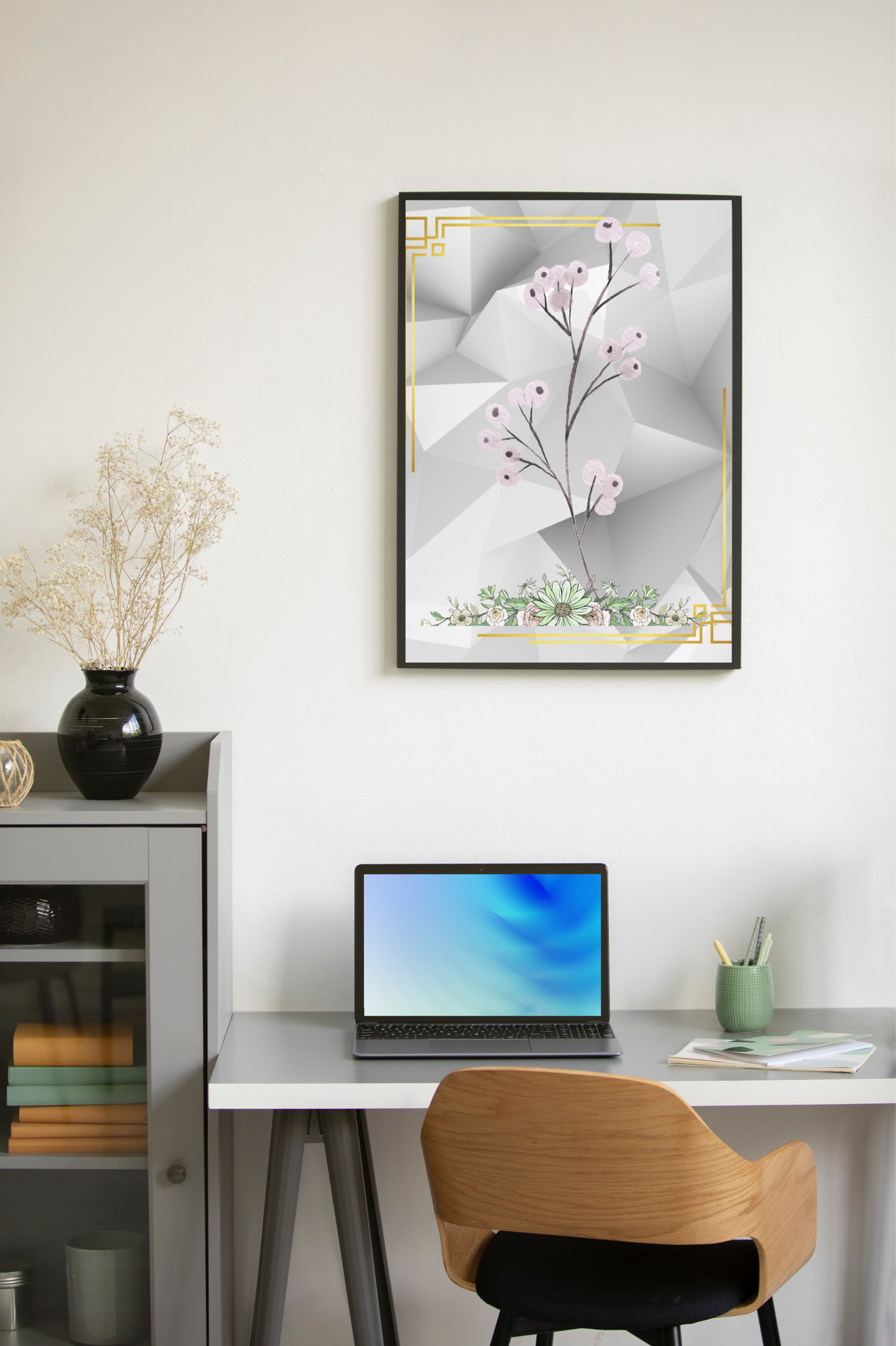 Minimalist Botanical Printable Wall Art Set – Modern Geometric Nature Prints (Set of 3)