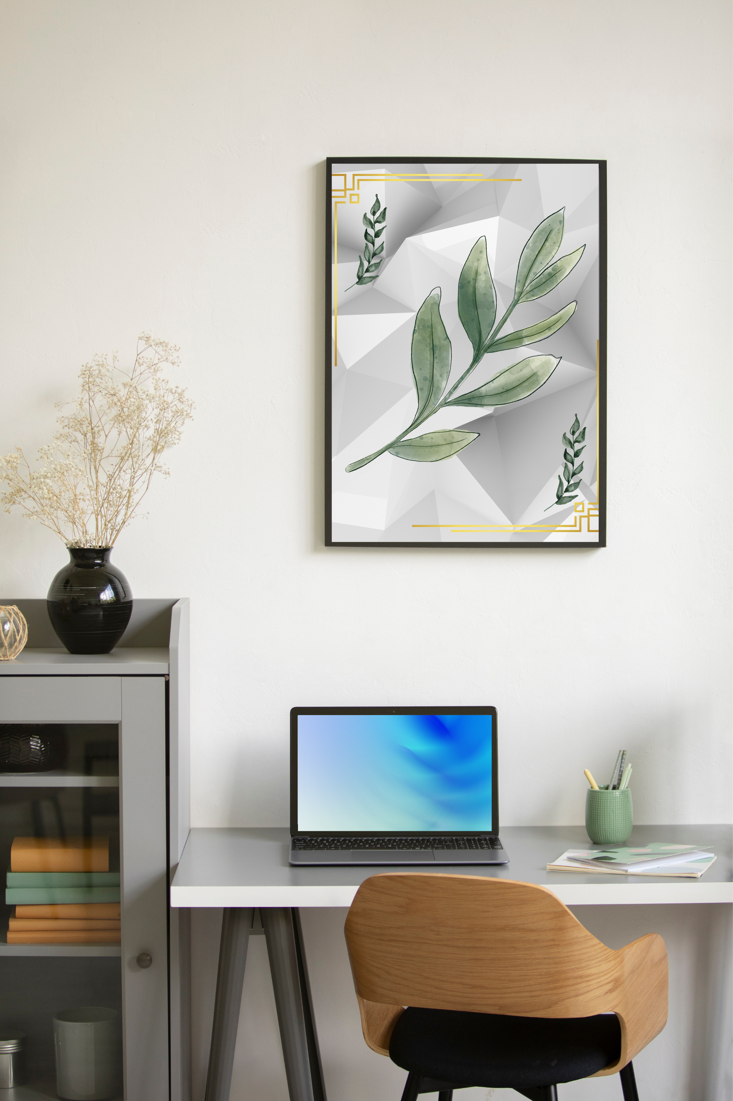 Minimalist Botanical Printable Wall Art Set – Modern Geometric Nature Prints (Set of 3)