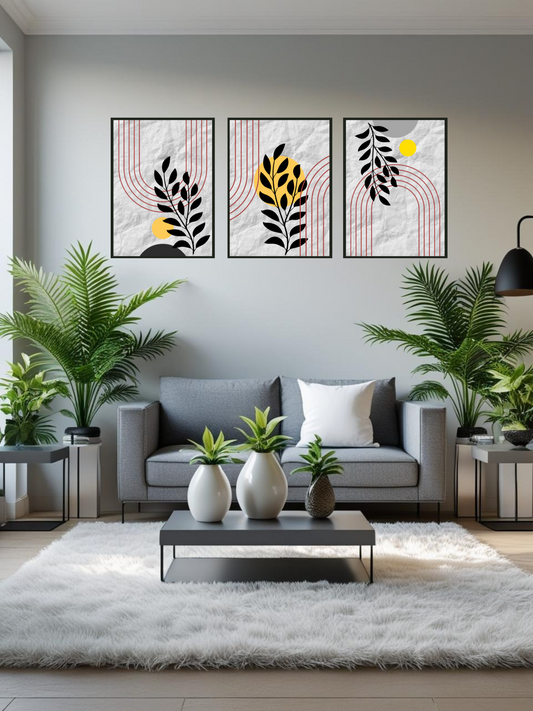 Minimalist Abstract Botanical Wall Art Set of 3 – Modern Printable Home Decor