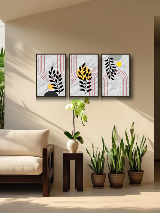 Minimalist Abstract Botanical Wall Art Set of 3 – Modern Printable Home Decor