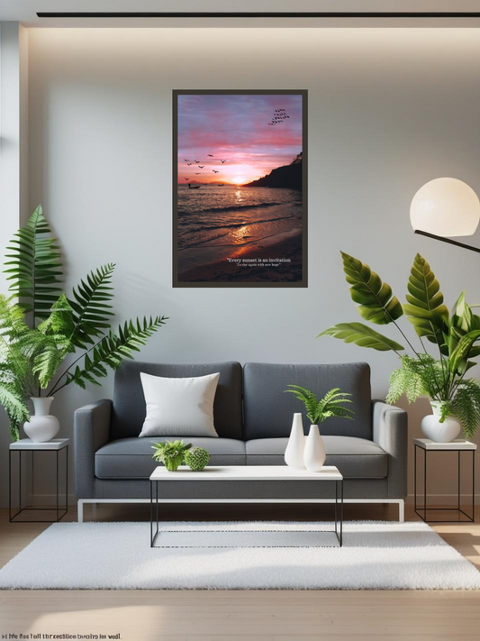 Sunset Motivational Wall Art Print – Inspirational Quote Beach Photography for Home & Office Decor | Digital Download